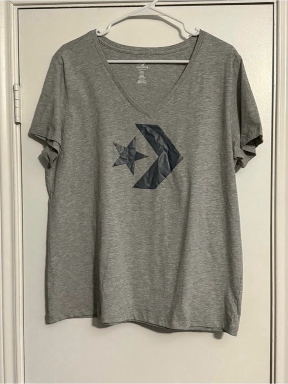 Converse Gray Tee with Navy Star Chevron Logo